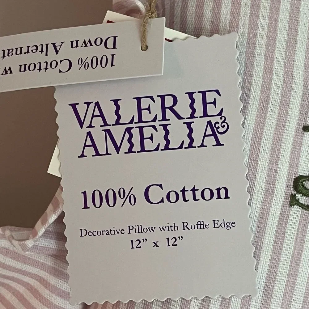 Valerie Amelia ‘I Love You So Match’ Decorative Pillow w Ruffle Edge